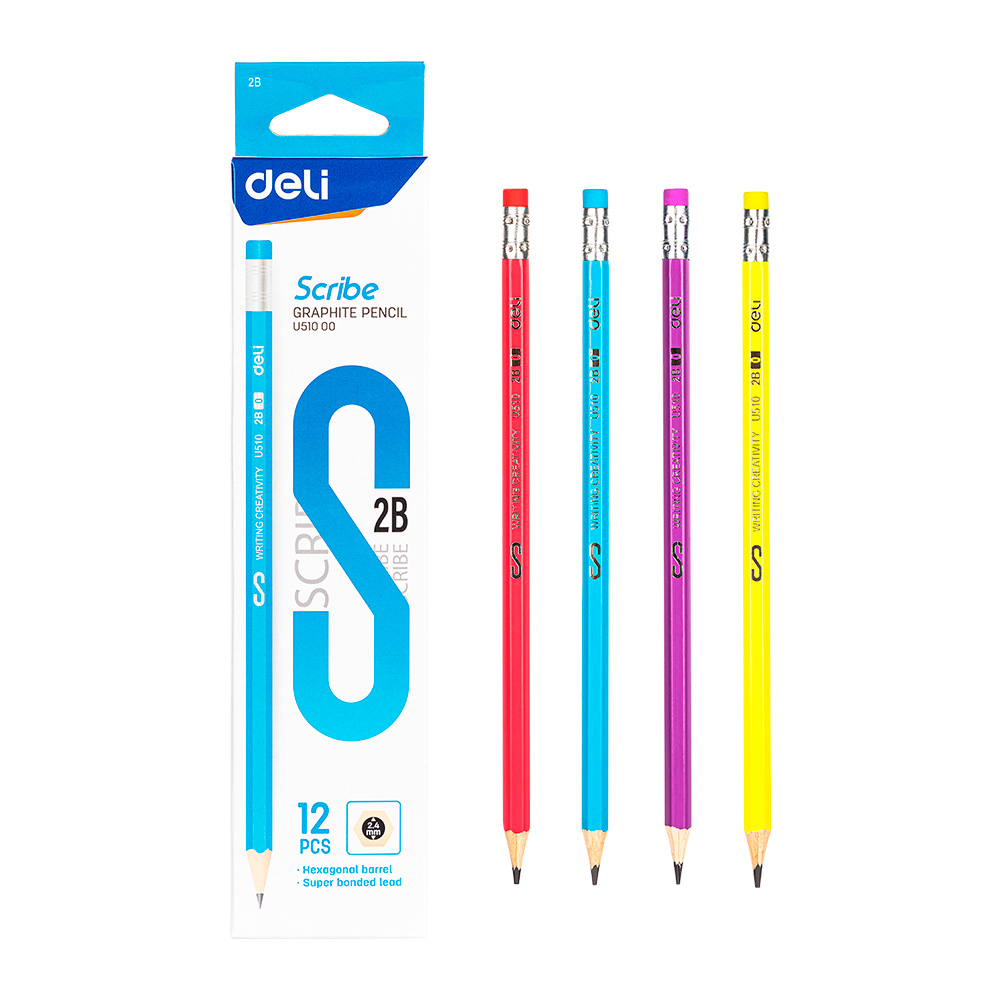 Lápiz de Grafito2B Neón Scribe-Deli caja de 12und *UMV-1 cajas*