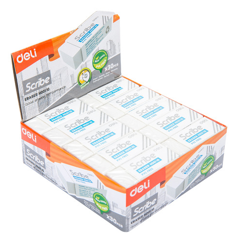 Goma de Borrar Blanca Scribe Deli *UMV-1 Display de 30und*