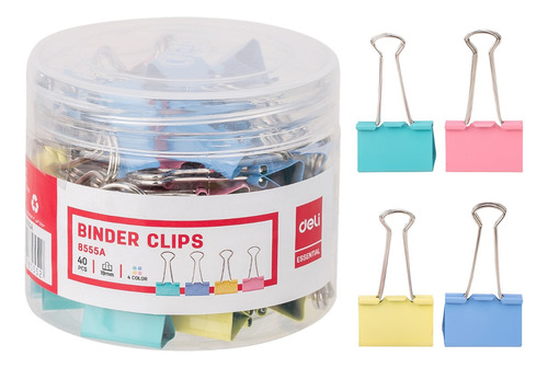 Clip Binder 19mm #4 Deli tarro 40 und c/surtidos *UMV-1 tarro*