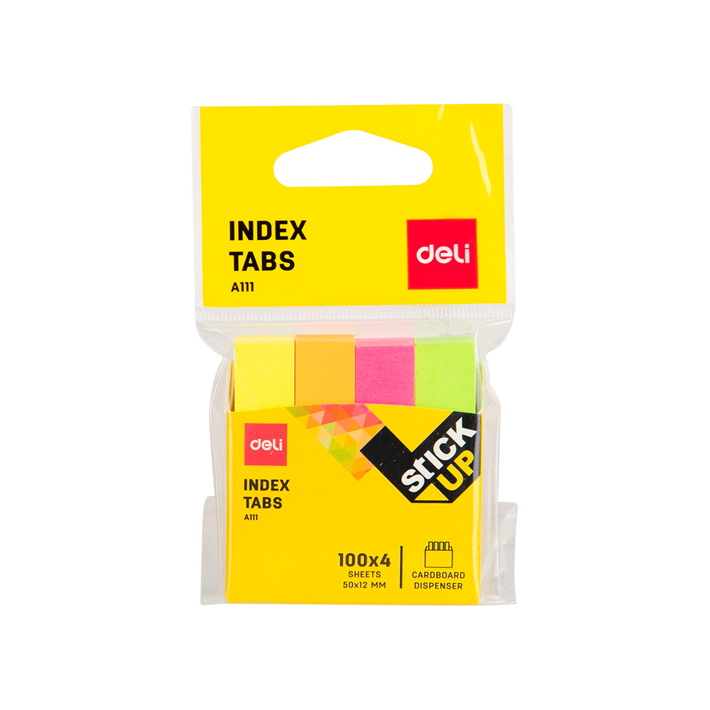 Notas Banderitas Adhesivas Deli - 50x12 mm - 400 Hojas (Colores Fluorescente) *UMV-Inner de 24packs*