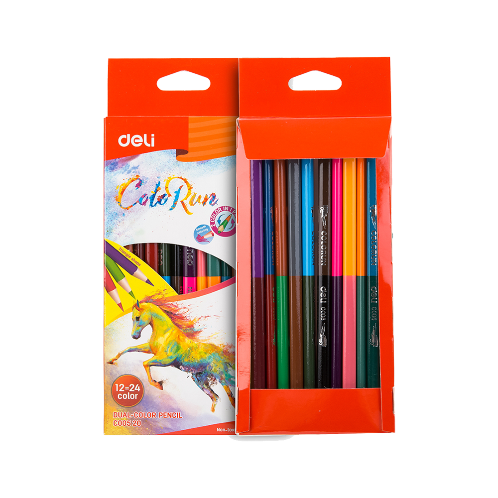 Colores Bicolor Colorun Deli Caja De 12 Colores *UMV-Inner de 24 cajas*