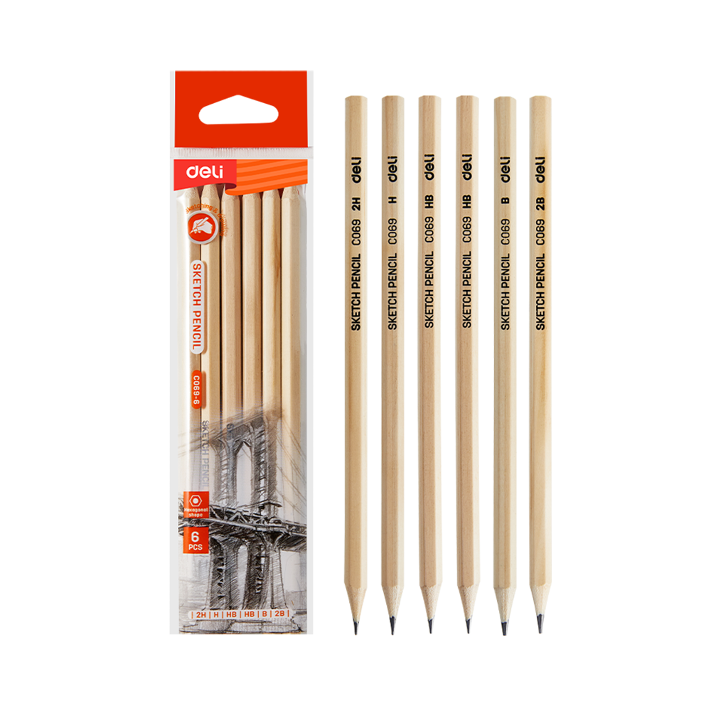 Set de Lápiz para Boceto Deli Bolsa 2H, H, HB, B, 2B *UMV-1 blister*