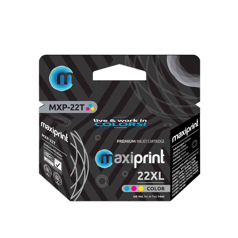Cartucho de tinta Maxiprint Compatible con HP 22 XL tricolor 14ml