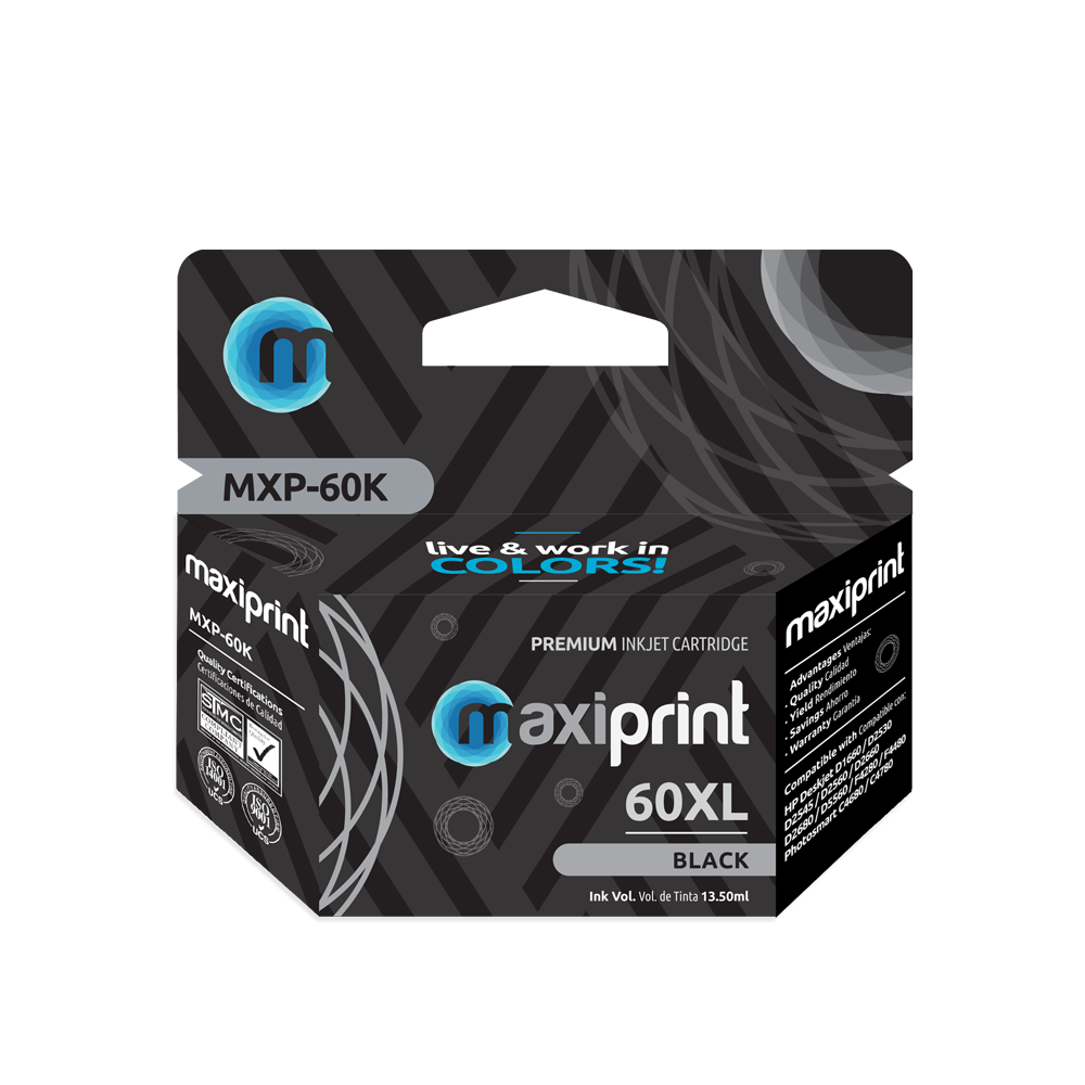 Cartucho de tinta Maxiprint Compatible con HP 60 XL negro 13.5ml