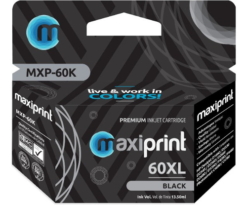 Cartucho de tinta Maxiprint Compatible con HP 60 XL negro 13.5ml