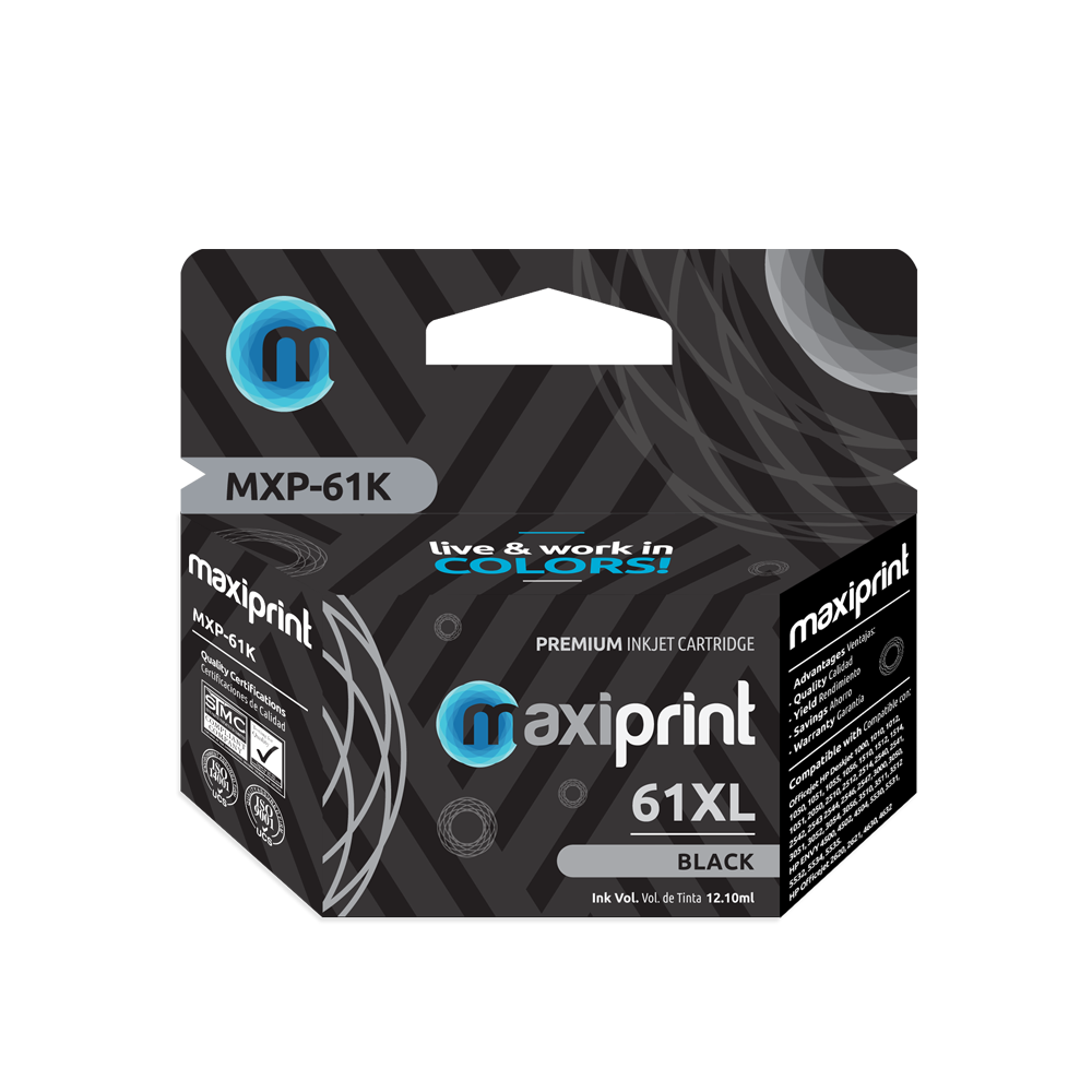 Cartucho de tinta Maxiprint Compatible con HP 61 XL negro 12.1ml