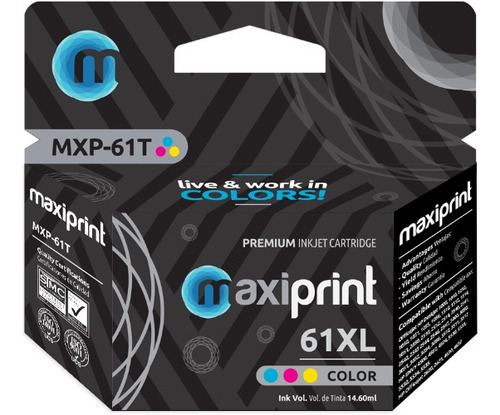 Cartucho de tinta Maxiprint Compatible con HP 61 XL tricolor 14.6ml