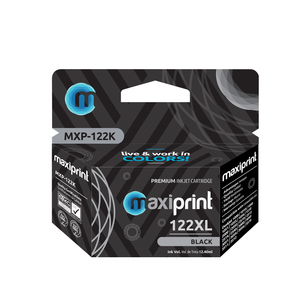Cartucho de tinta Maxiprint Compatible con HP 122 XL negro 12.4ml