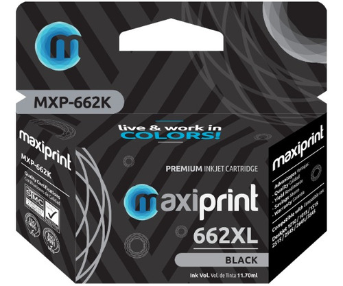 Cartucho de tinta Maxiprint Compatible con HP 662 XL negro 11.7ml