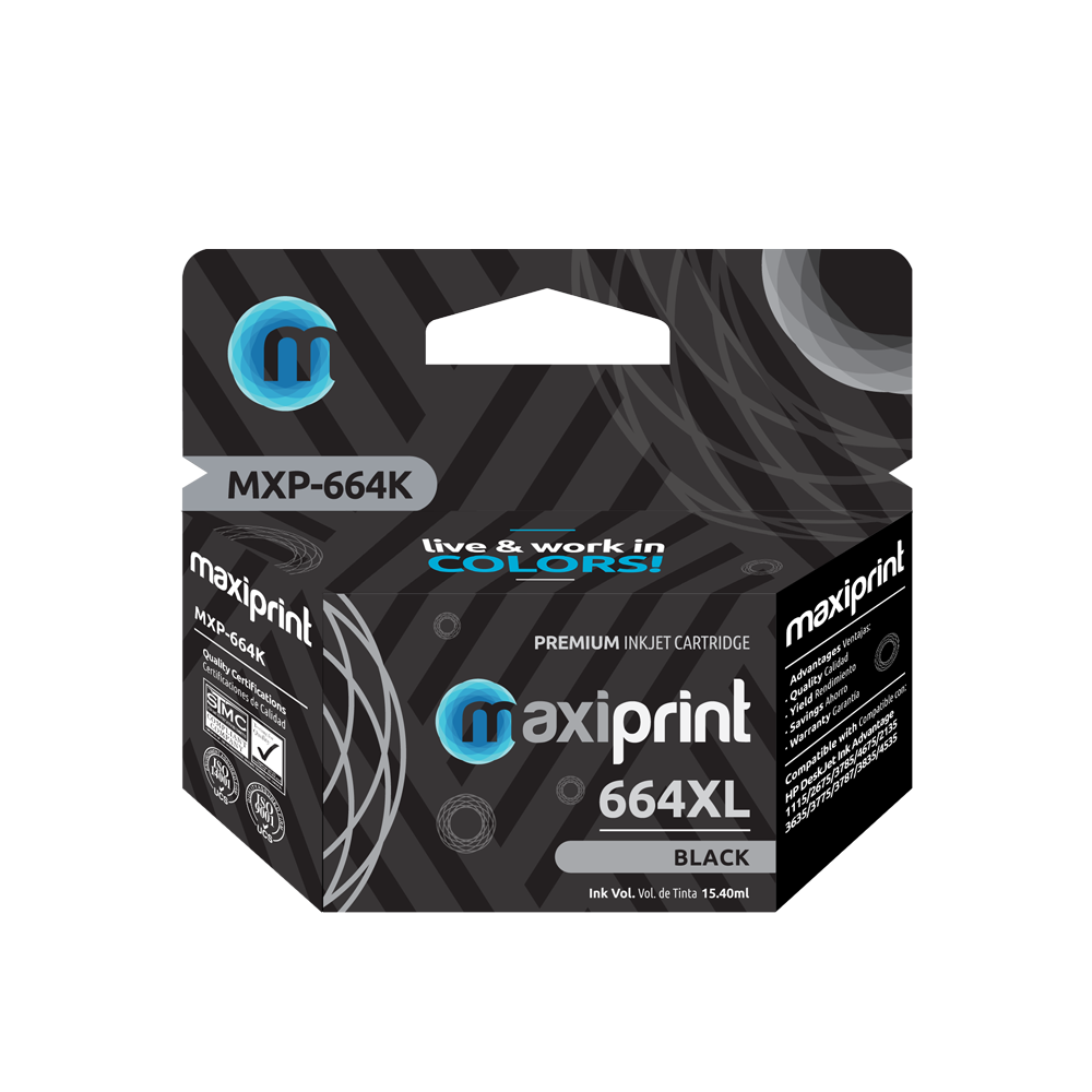 Cartucho de tinta Maxiprint Compatible con HP 664 XL negro 15.4ml