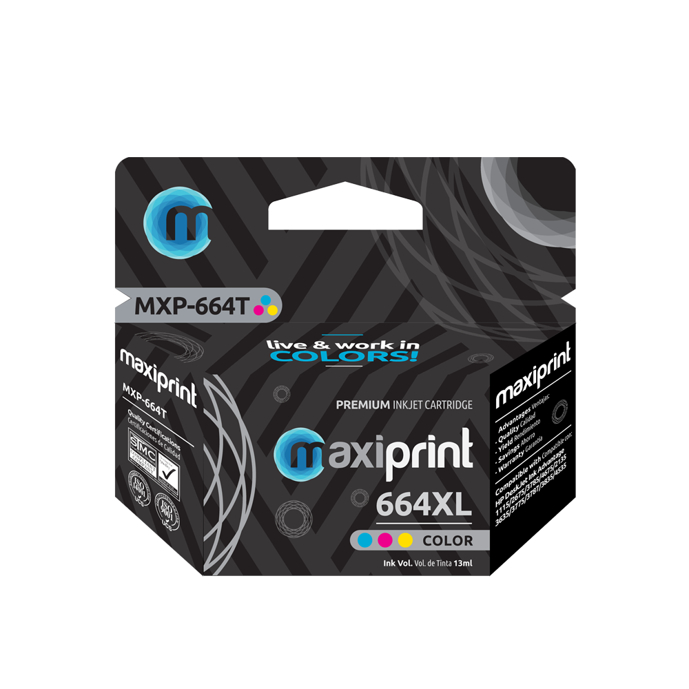 Cartucho de tinta Maxiprint Compatible con HP 664 XL tricolor 13ml