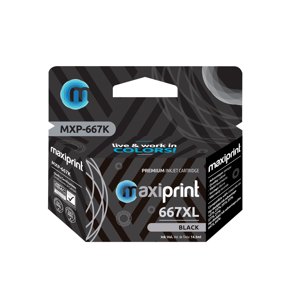Cartucho de tinta Maxiprint Compatible con HP 667 XL negro 14.3ml