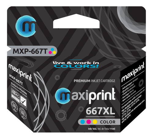 Cartucho de tinta Maxiprint Compatible con HP 667XL tricolor 13.3ml
