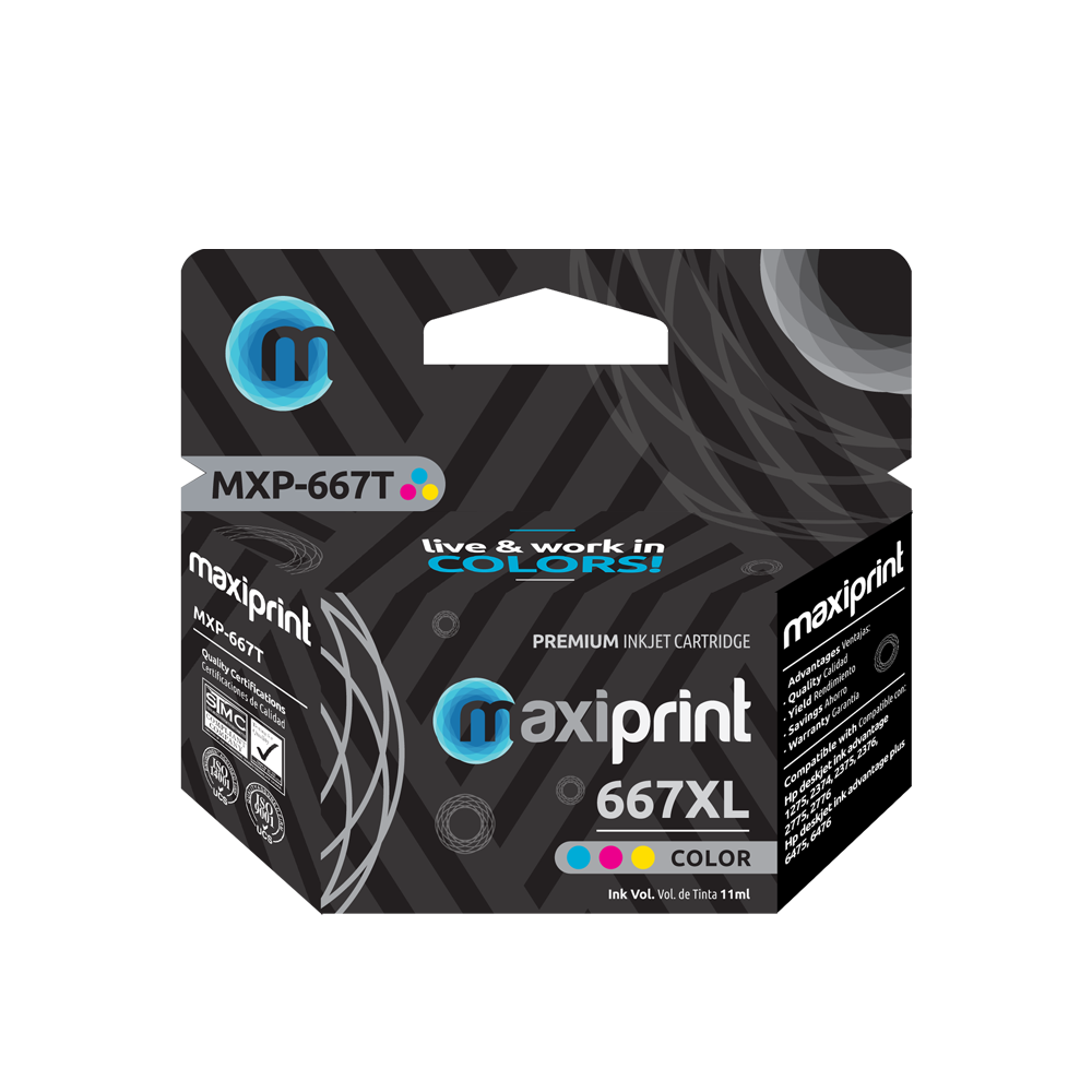 Cartucho de tinta Maxiprint Compatible con HP 667XL tricolor 13.3ml