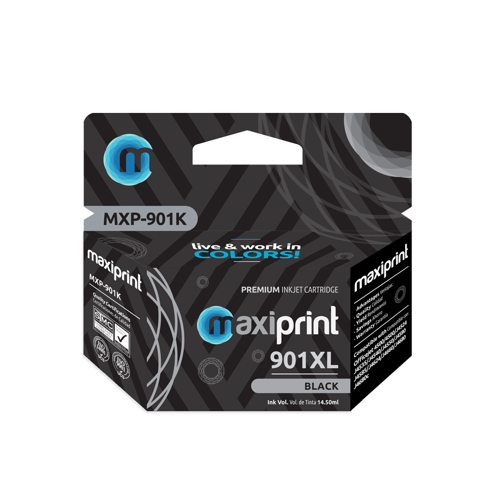 Cartucho de tinta Maxiprint Compatible con HP 901 XL negro 14.5ml