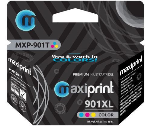 Cartucho de tinta Maxiprint Compatible con HP 901 XL tricolor 15ml