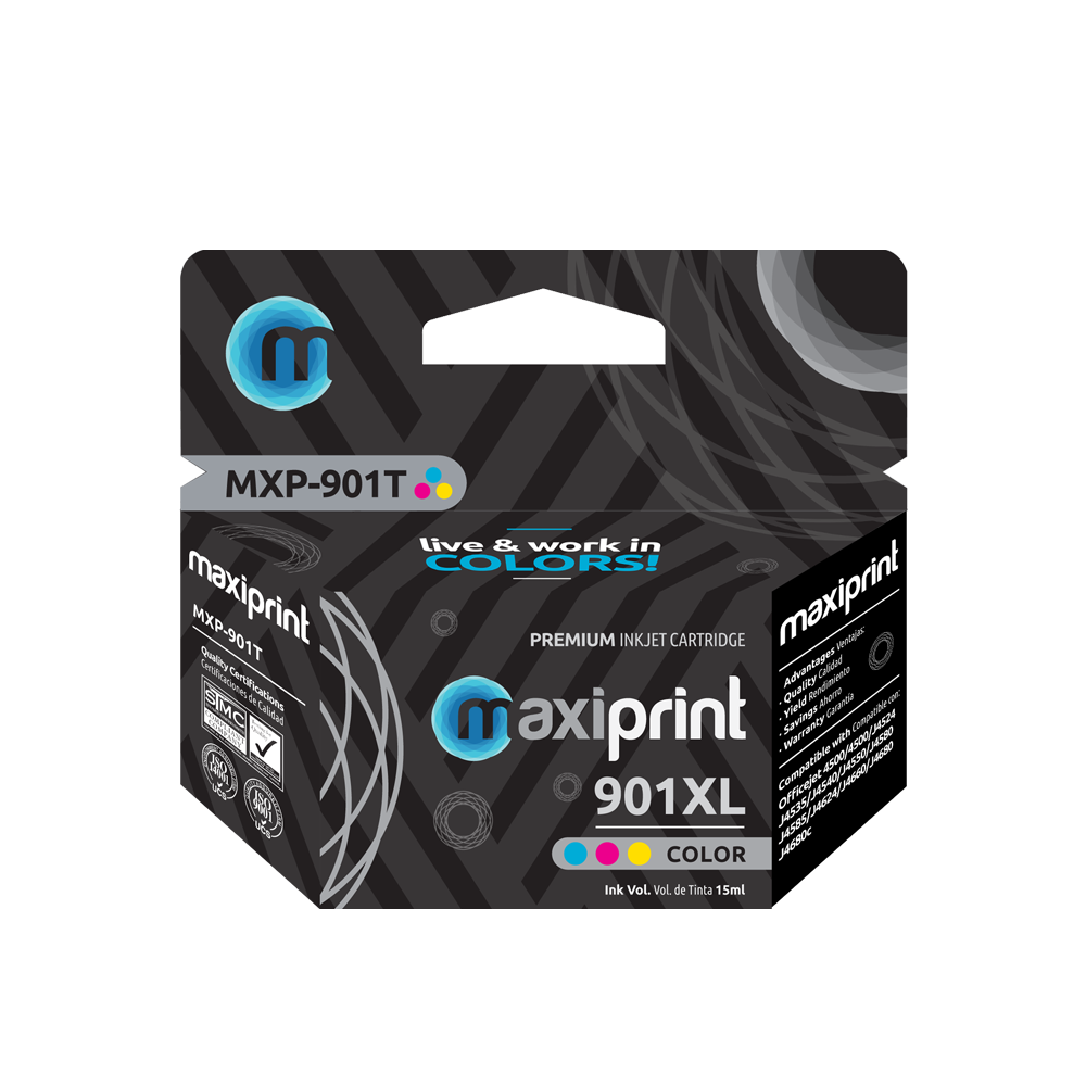 Cartucho de tinta Maxiprint Compatible con HP 901 XL tricolor 15ml