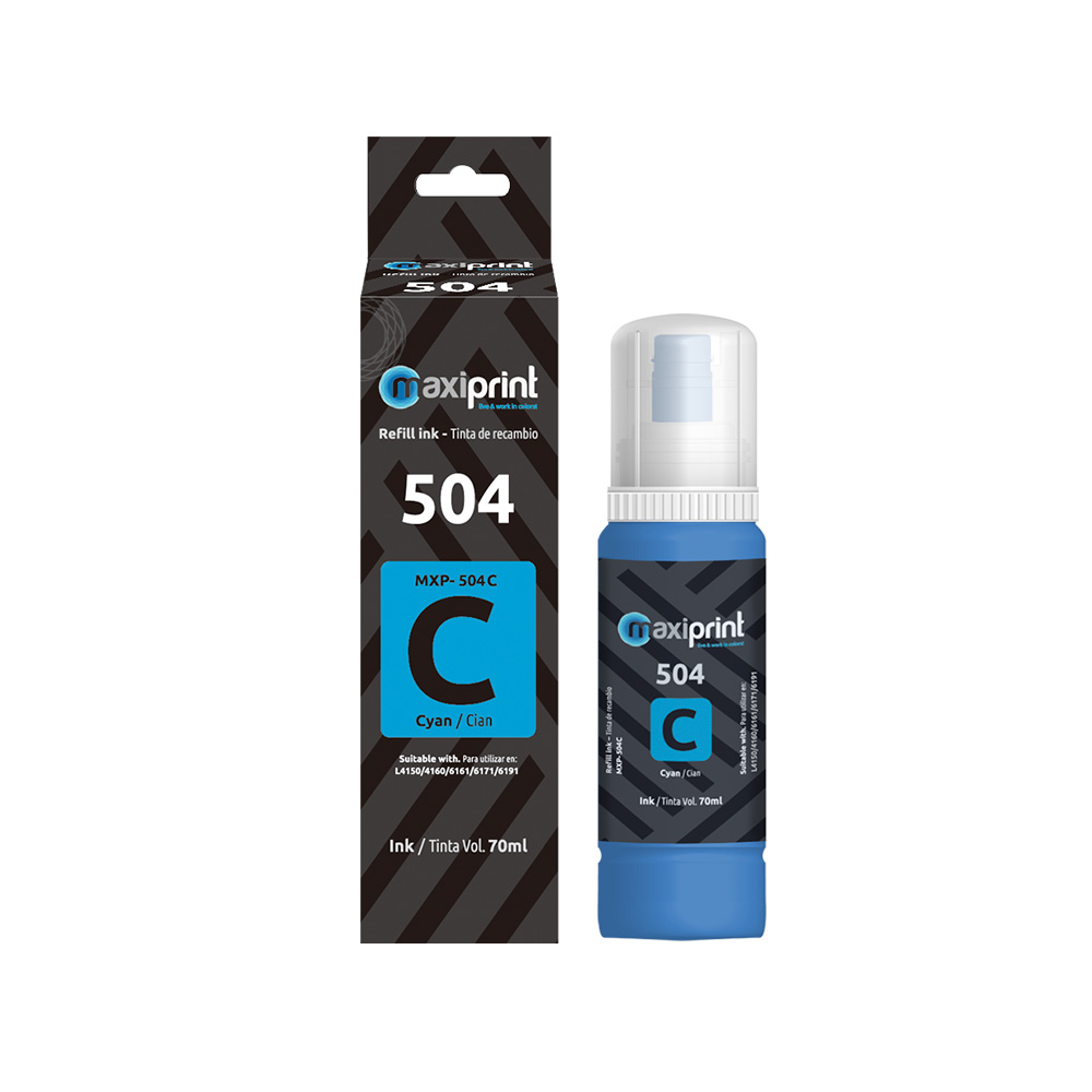 Botella de tinta Maxiprint Compatible con Epson 504 Cian 70ml