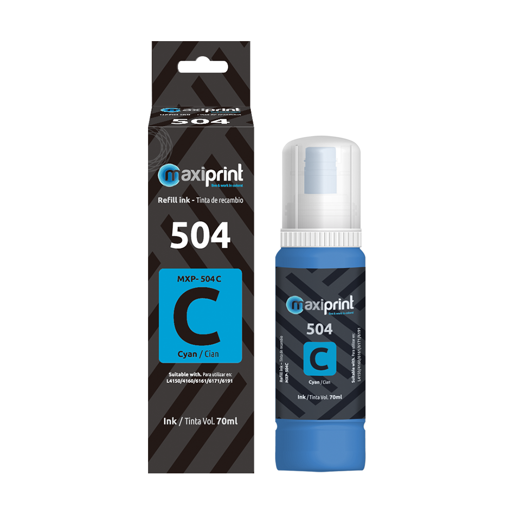 Botella de tinta Maxiprint Compatible con Epson 504 Cian 70ml