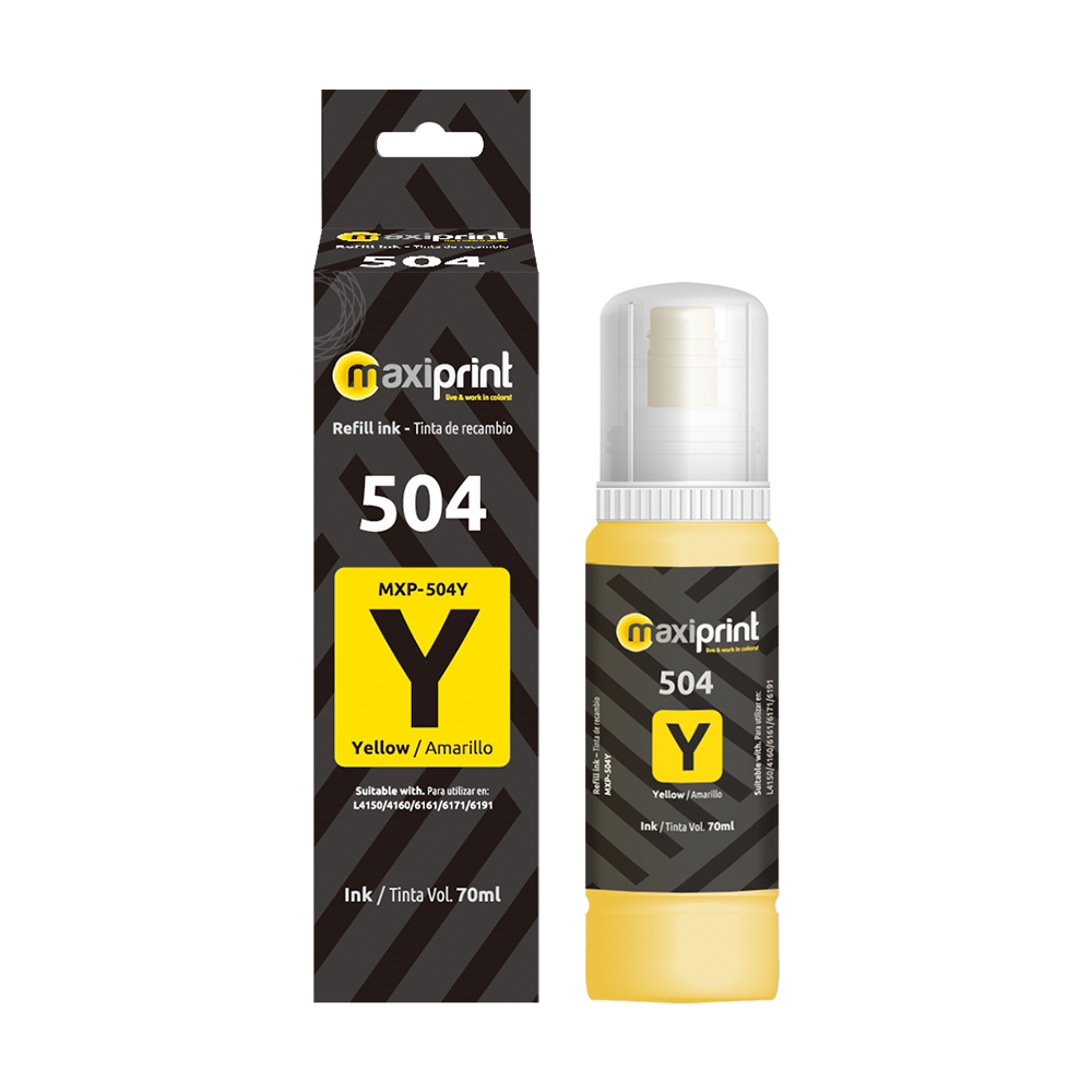 Botella de tinta Maxiprint Compatible con Epson 504 amarillo 70ml
