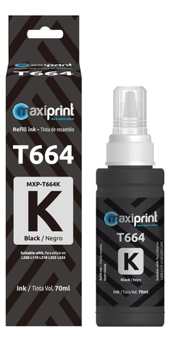 Botella de tinta Maxiprint Compatible con Epson 664 negro 70ml