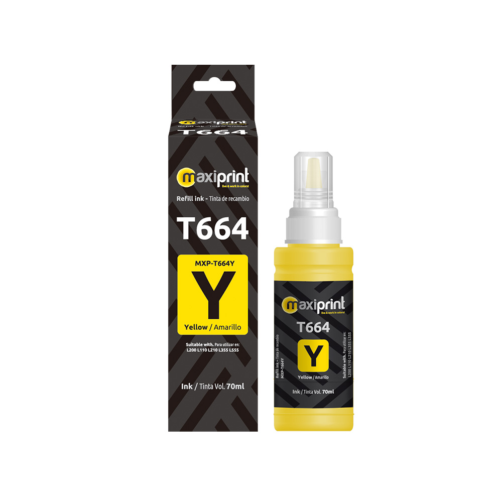 Botella de tinta Maxiprint Compatible con Epson 664 amarillo 70ml