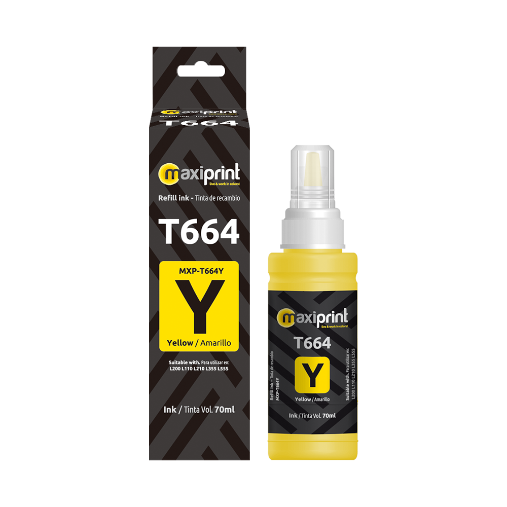 Botella de tinta Maxiprint Compatible con Epson 664 amarillo 70ml