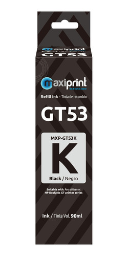 Botella de tinta Maxiprint Compatible con HP GT53 negro 90ml