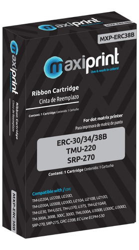 Cinta Maxiprint Compatible con Epson ERC 30 34 38 negro
