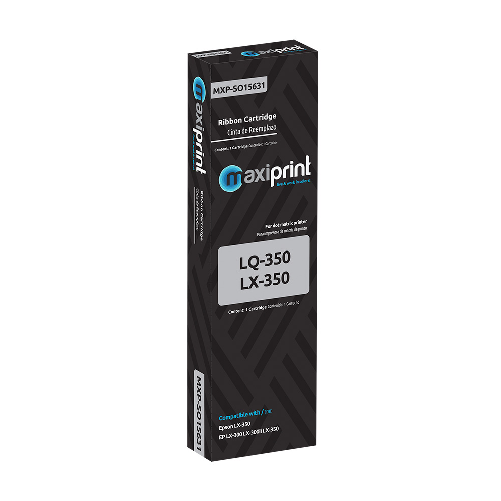 Cinta Maxiprint Compatible con Epson S015631 LX350 LQ350 LX300 EP8750 negro