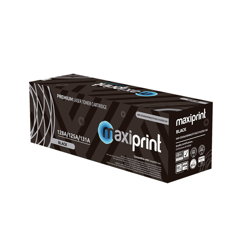 Cartucho de Toner Maxiprint Compatible con HP CB540A CE320A CF210A Canon CRG116 CRG131 negro