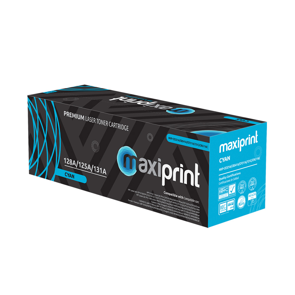 Cartucho de Toner Maxiprint Compatible con HP CB541A CE321A CF211A Canon CRG116 CRG131 Cian