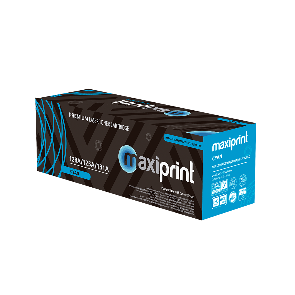 Cartucho de Toner Maxiprint Compatible con HP CB541A CE321A CF211A Canon CRG116 CRG131 Cian