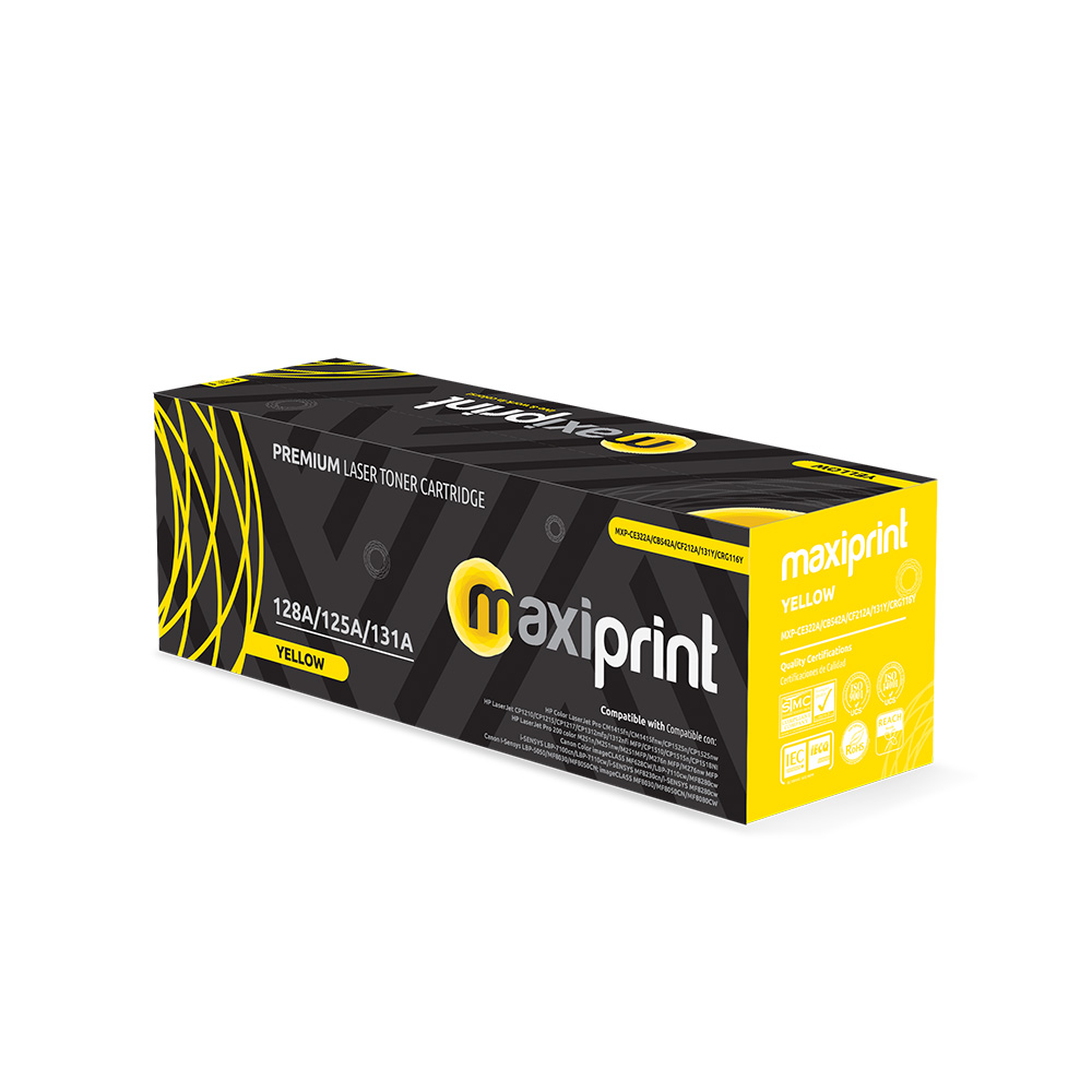 Cartucho de Toner Maxiprint Compatible con HP CB542A CE322A CF212A Canon CRG116 CRG131 amarillo