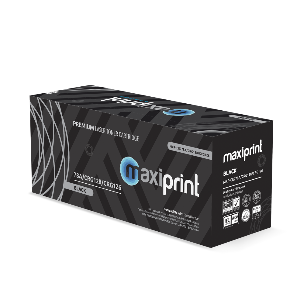 Cartucho de Toner Maxiprint Compatible con HP CE278A Canon CRG126 CRG128 negro