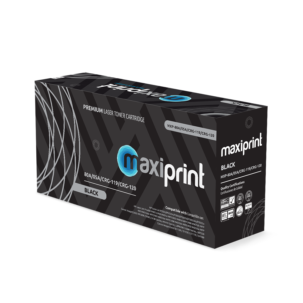 Cartucho de Maxiprint Compatible con HP CE505A CF280A Canon CRG119 CRG120 negro