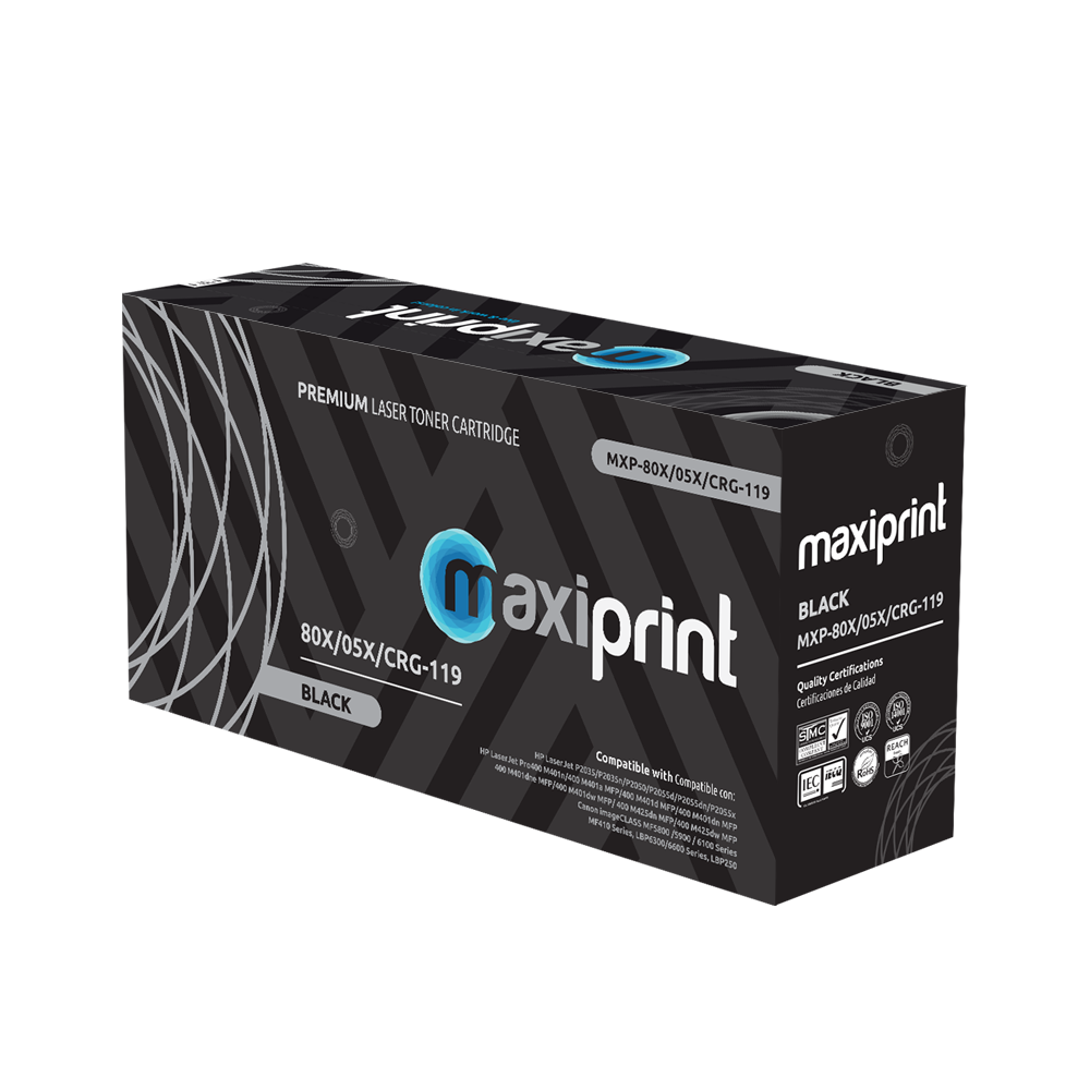 Cartucho de Toner Maxiprint Compatible con HP CE505X CF280X Canon CRG119 CRG120 negro