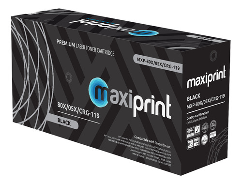 Cartucho de Toner Maxiprint Compatible con HP CE505X CF280X Canon CRG119 CRG120 negro