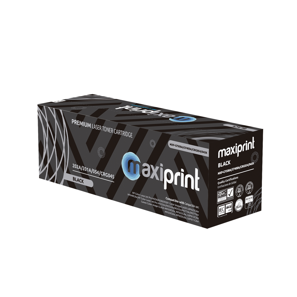 Cartucho de Toner Maxiprint Compatible con HP CF400A CF500A Canon CRG045 CRG054 negro