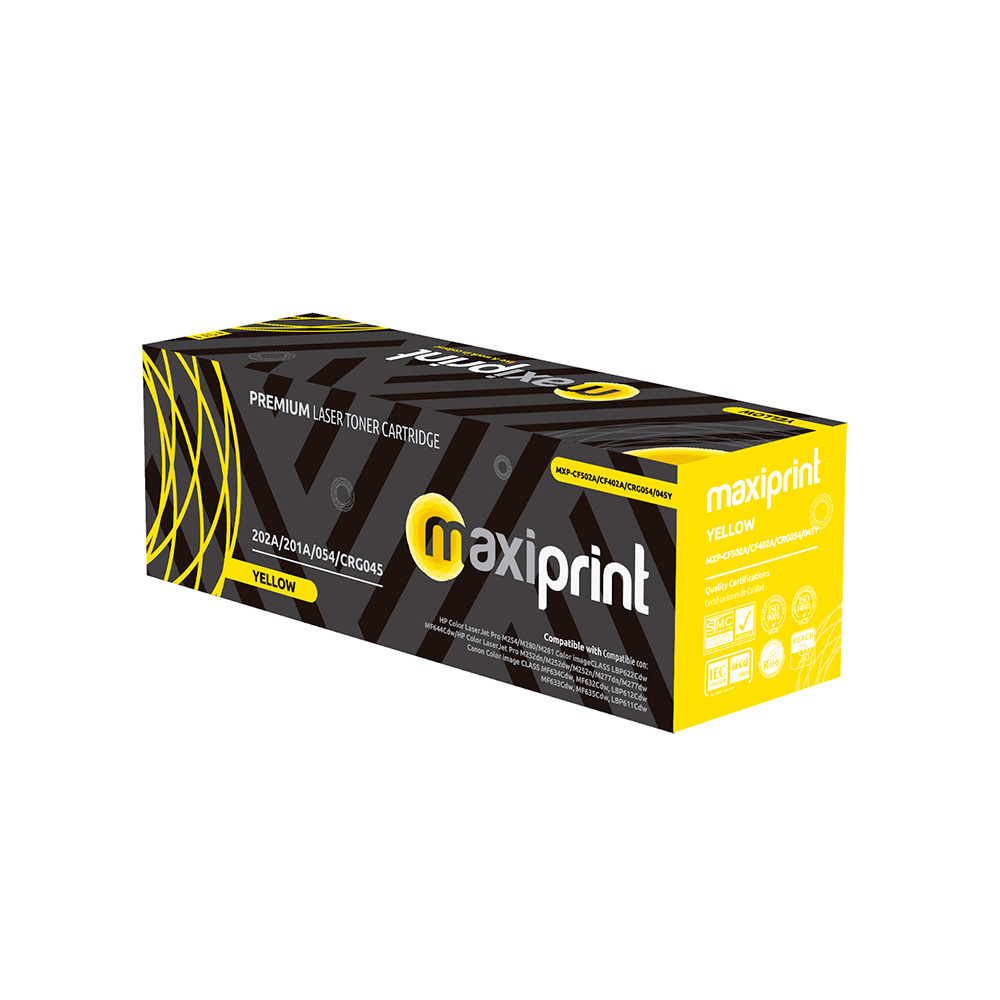 Cartucho de Toner Maxiprint Compatible con HP CF402A  CF502A Canon CRG045 CRG054 amarillo