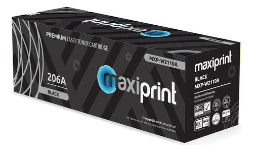 Cartucho de Toner Maxiprint Compatible con HP W2110A 206A Negro(C/Chip)