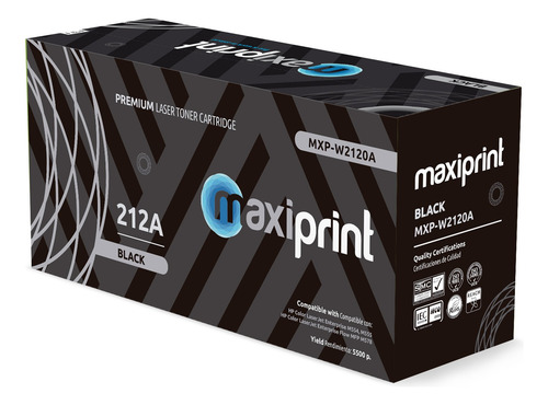 Cartucho de Toner Maxiprint Compatible con HP W2120A 212A negro (C/Chip)