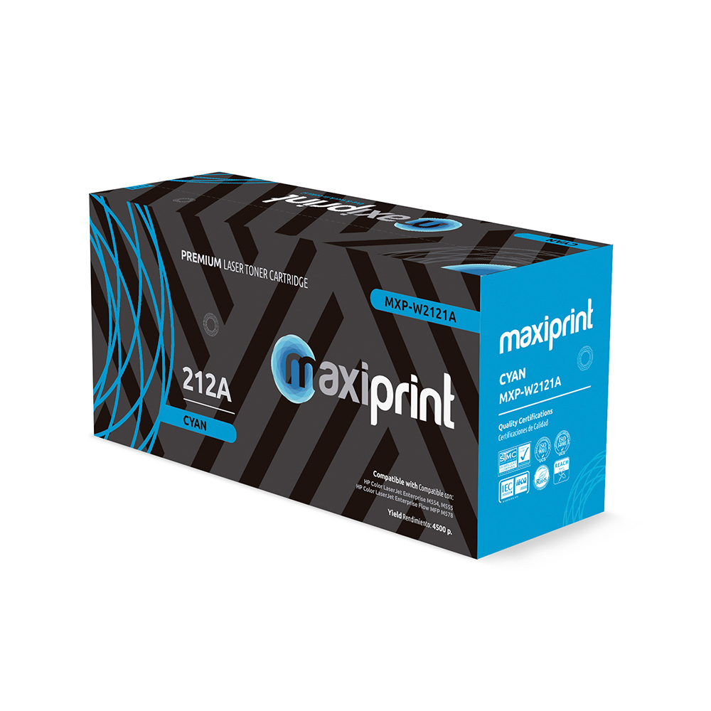 Cartucho de Toner Maxiprint Compatible con HP W2121A 212A Cian (C/Chip)