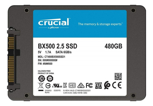 Disco Duro Sólido SSD Crucial 480GB SATA III 2.5in