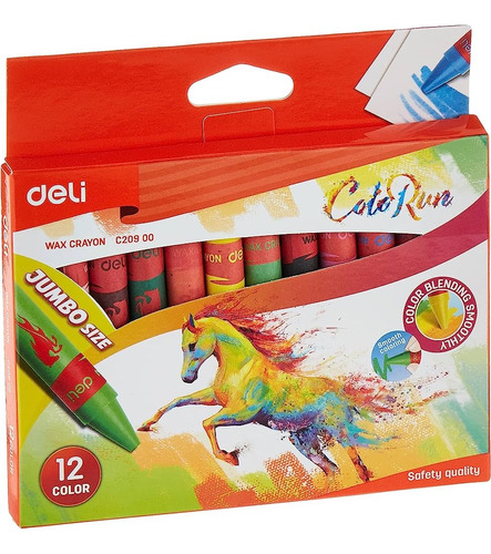 Creyones de Cera Jumbo Deli  caja 12 colores *UMV-Inner de 12 cajas*