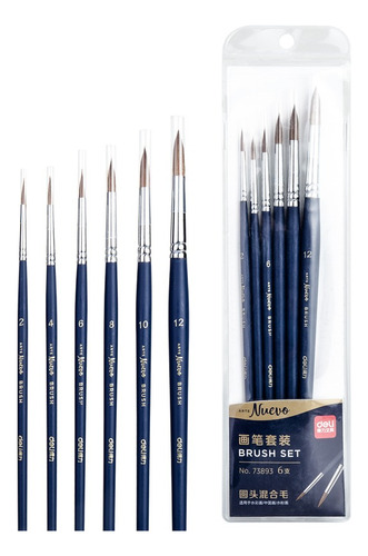 Juego de 6 Pinceles Deli cabeza mixta estuche *UMV-12und*