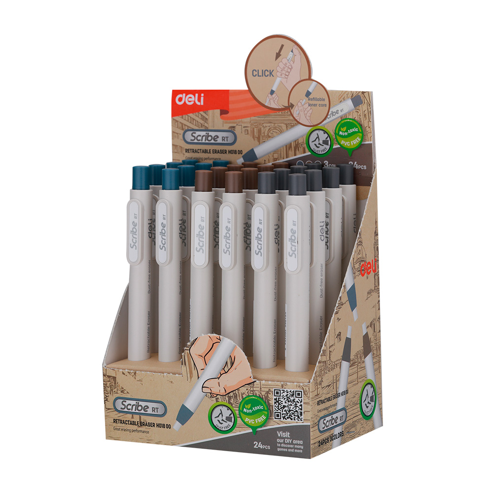 Goma de Borrar Retráctil Scribe Deli *UMV-1 Display de 24und*
