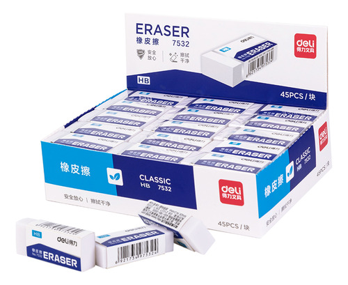 Goma de Borrar Blanca 2B Deli *UMV-1 Display de 45und*