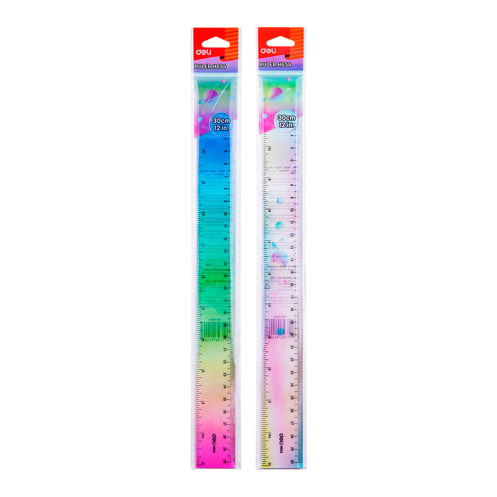 Regla Plástica Arcoiris 30cm Deli *UMV-Inner 20und surtidas*