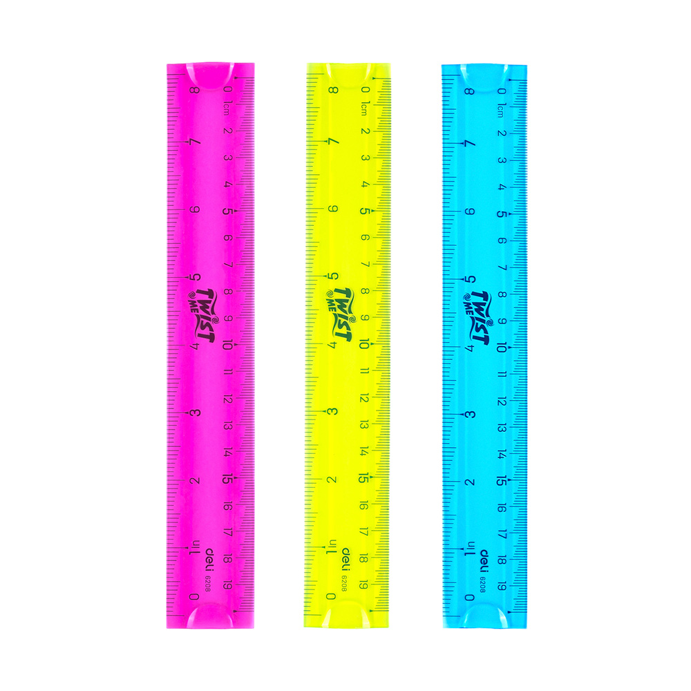 Regla Plástica Flexible 20cm Twist-Deli colores Neon *UMV-Unidad*